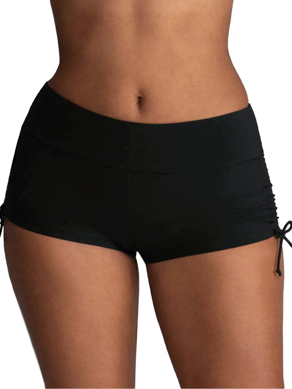 Bubblelime Low Waisted Side Tie Yoga Swim Shorts Black Small Runch Sides